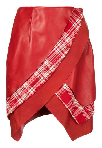 RtA layered leather mini skirt - Rosso