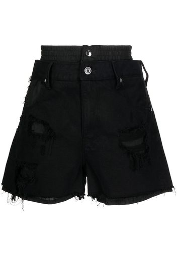 RtA Shorts denim con effetto vissuto - Nero