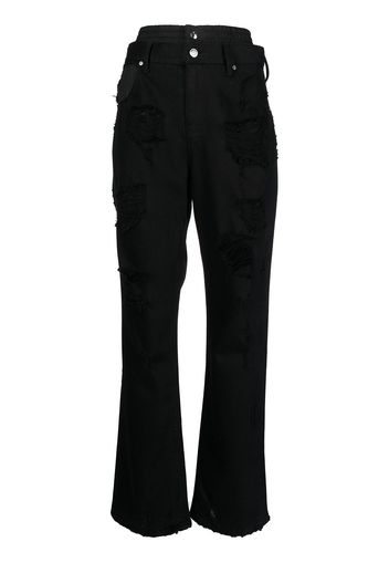 RtA distressed double-waistband jeans - Nero