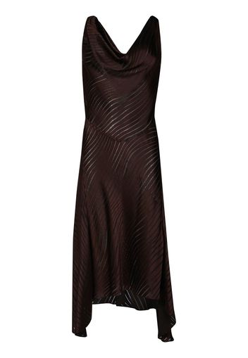 RTA wave-print cowl-neck midi dress - Marrone