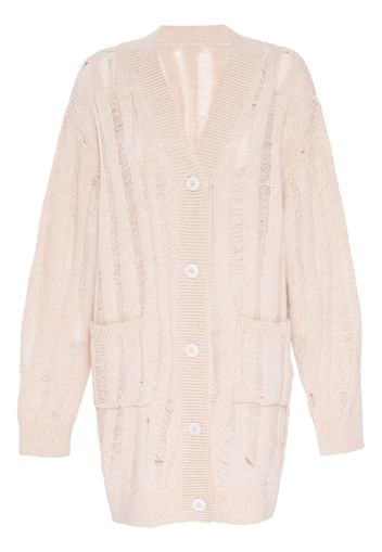 RTA wool-cashmere blend long cardigan - Toni neutri