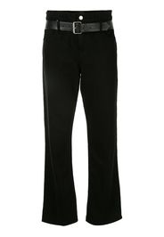 belted flared trousers