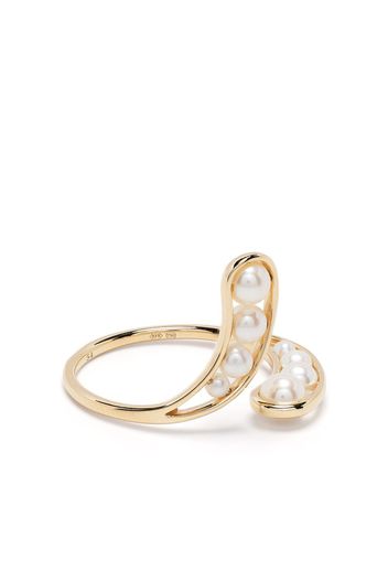 Ruifier Anello Morning Dew Droplet in oro giallo 18kt con perle