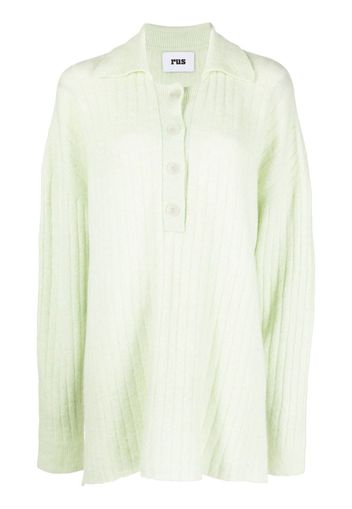 Rus ribbed knitted polo shirt - Verde