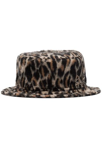 Multicoloured leopard print wool bucket hat