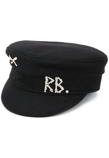 monogram embellished baker boy hat