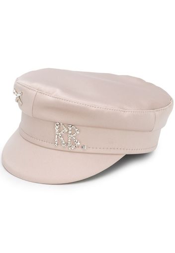 Cappello baker boy con logo di strass