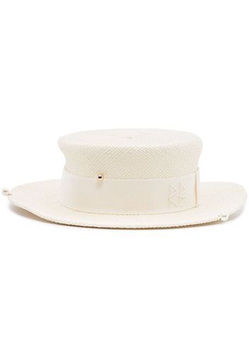 Ruslan Baginskiy White Chain Strap Straw Boater Hat - Bianco