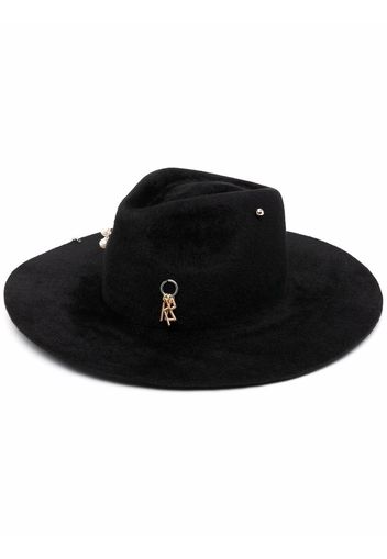 Ruslan Baginskiy pierced felt fedora hat - Nero