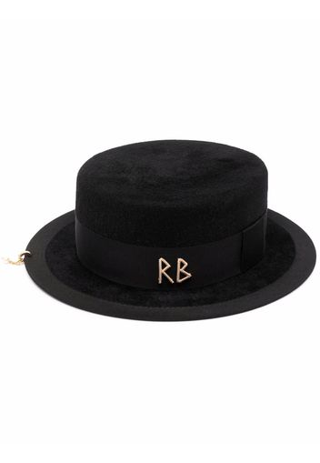 Ruslan Baginskiy Canotier pierced felted hat - Nero