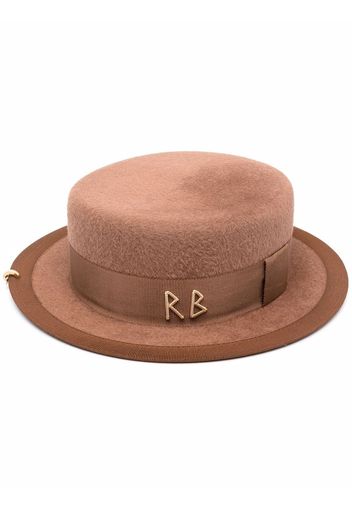 Ruslan Baginskiy Canotier pierced felted hat - Marrone