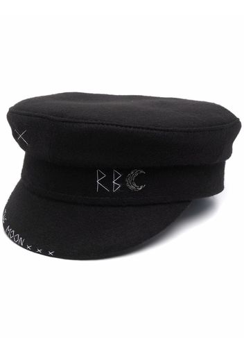 Ruslan Baginskiy Moon embroidered baker boy cap - Nero