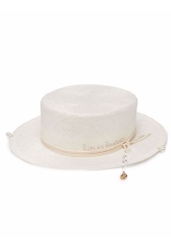 Ruslan Baginskiy Piercing embellished boater straw hat - Toni neutri