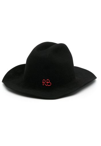 Ruslan Baginskiy embroidered-logo wool-felt fedora - Nero