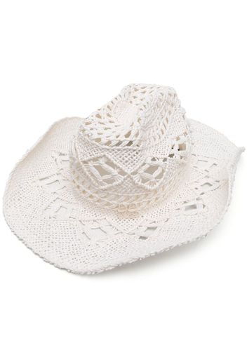 Ruslan Baginskiy woven-wicker logo sun hat - Bianco