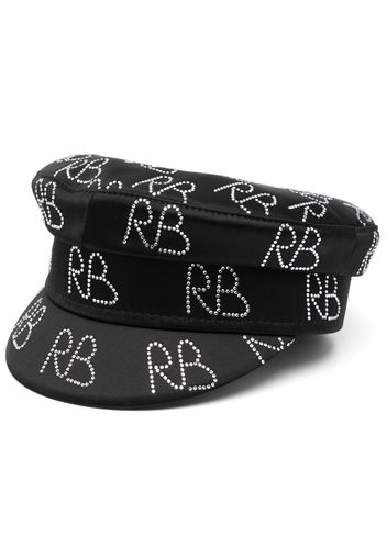 Ruslan Baginskiy crystal-embellished baker boy hat - Nero