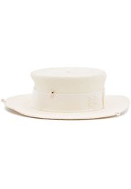 Ruslan Baginskiy White Chain Strap Straw Boater Hat - Bianco