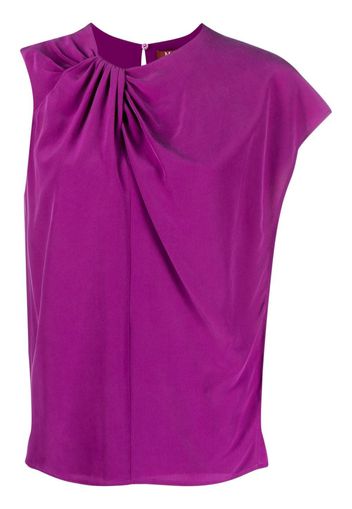 'S Max Mara asymmetric-sleeve silk T-shirt - Viola