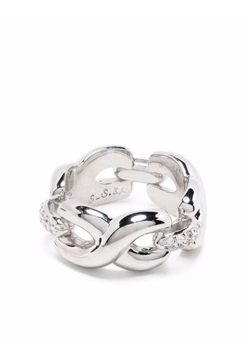 S_S.IL gem-embellished chain-link ring - Argento