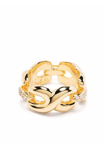 S_S.IL gem-embellished chain-link ring - Oro