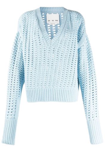 SA SU PHI Maglione con scollo a V - Blu