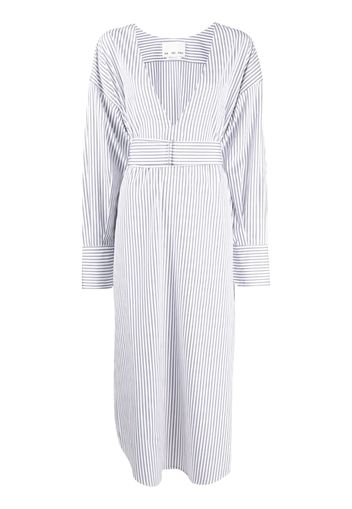 SA SU PHI stripe-pattern belted shirt dress - Bianco