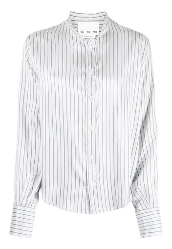 SA SU PHI striped long-sleeve silk shirt - Bianco