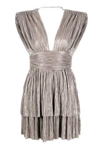 Sabina Musayev V-neck pleated mini dress - Marrone