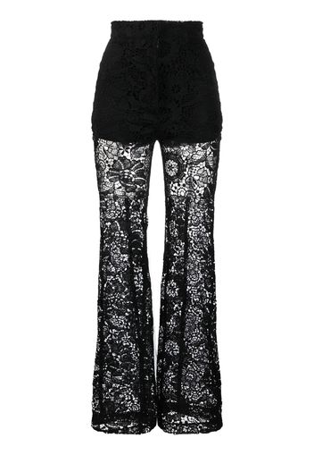 Sabina Musayev floral-lace flared trousers - Nero