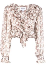 Sabina Musayev floral-print cropped blouse - Marrone