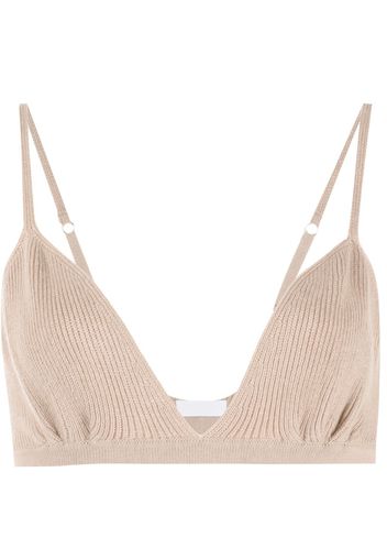 SABLYN ribbed-knit bralette cropped top - Marrone