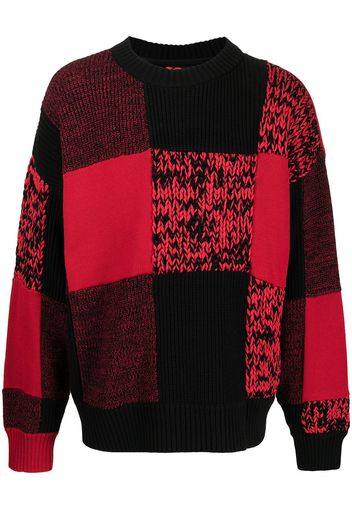 sacai checked round-neck jumper - Rosso