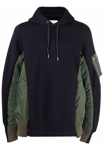 sacai bomber jacket hybrid panelled hoodie - Blu