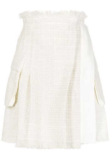 sacai tweed wrapped mini skirt - Bianco