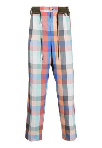 sacai checked straight-leg trousers - Blu