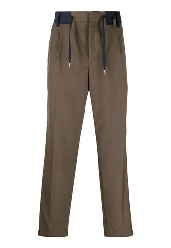 sacai contrast-trim drawstring suit trousers - Marrone