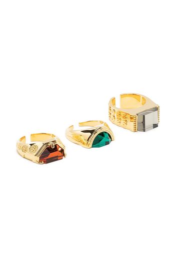 sacai Set anello con cristalli - Oro