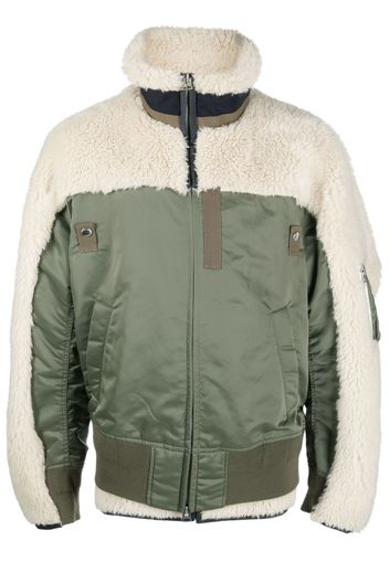 sacai panelled funnel neck jacket - Verde