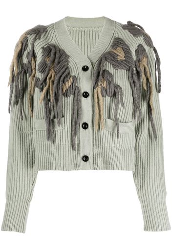 sacai textured wool V-neck cardigan - Grigio