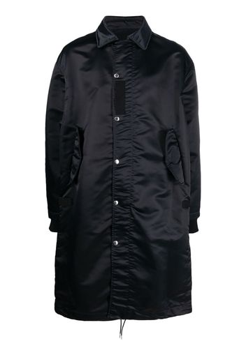 sacai press-stud fastening long coat - Blu