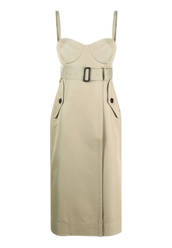 sacai belted bustier midi dress - Verde