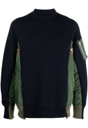 sacai patchwork crew neck sweatshirt - Blu