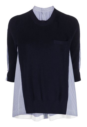 sacai panelled crew-neck top - Blu