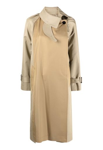 sacai two-tone buttoned coat - Marrone