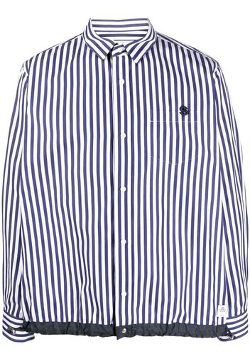 sacai raised-logo striped shirt - Blu