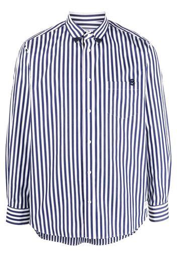 sacai striped long-sleeved shirt - Blu