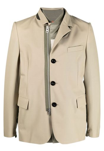 sacai off-centre zip-up blazer - Toni neutri