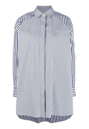 sacai stripe-print shirt dress - Blu