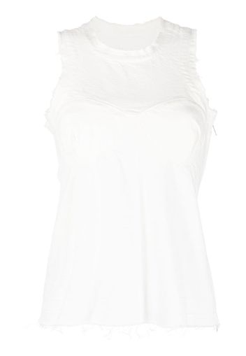 sacai distressed cotton vest top - Bianco