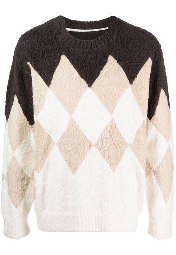 sacai argyle-check-pattern sweatshirt - Marrone